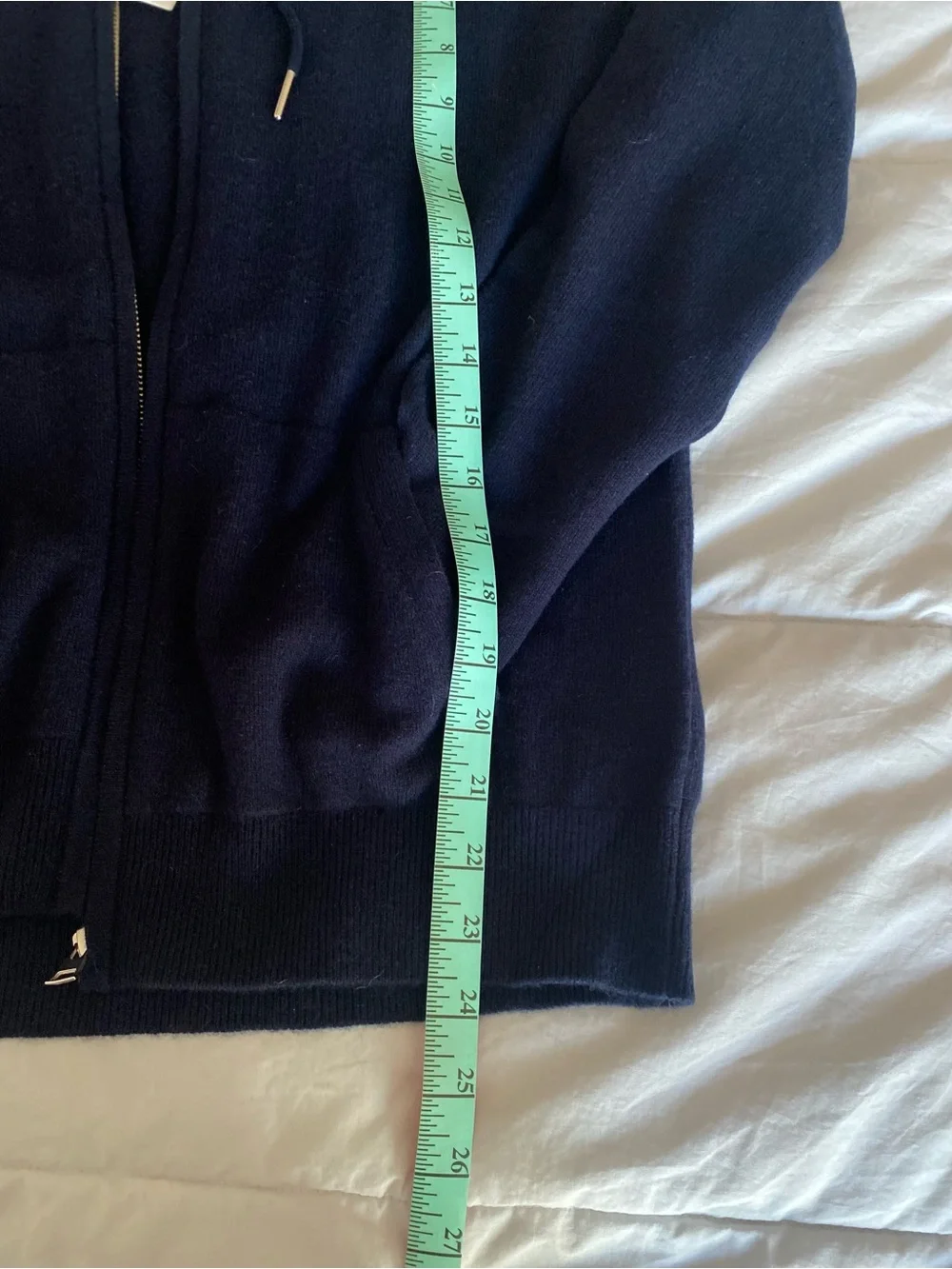 Quince Dark Navy Full-Zip Hooded Mongolian Cashmere Cardigan Sweater Small - Picture 6 of 10